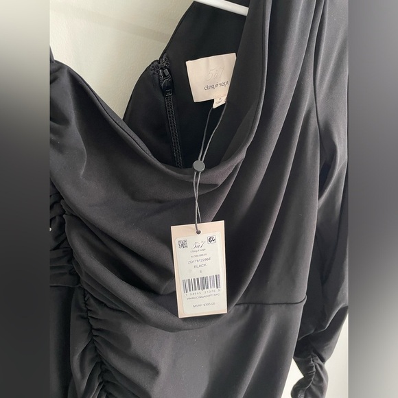 Cinq a Sept Alora Dress - One Shoulder Ruched Mini - Black - Size 8 - Picture 11 of 15